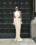 Halter Knot Front Maxi Dress H7023