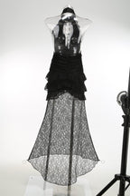 Halter Lace Ruffle Maxi Dress H7075