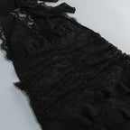 Halter Lace Ruffle Maxi Dress H7075