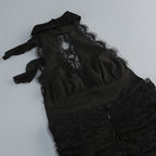 Halter Lace Ruffle Maxi Dress H7075