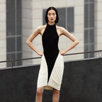 Halter Neck Asymmetric Midi Dress H6880