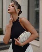Halter Neck Asymmetric Midi Dress H6880