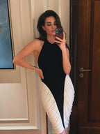 Halter Neck Asymmetric Midi Dress H6880