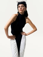 Halter Neck Asymmetric Midi Dress H6880