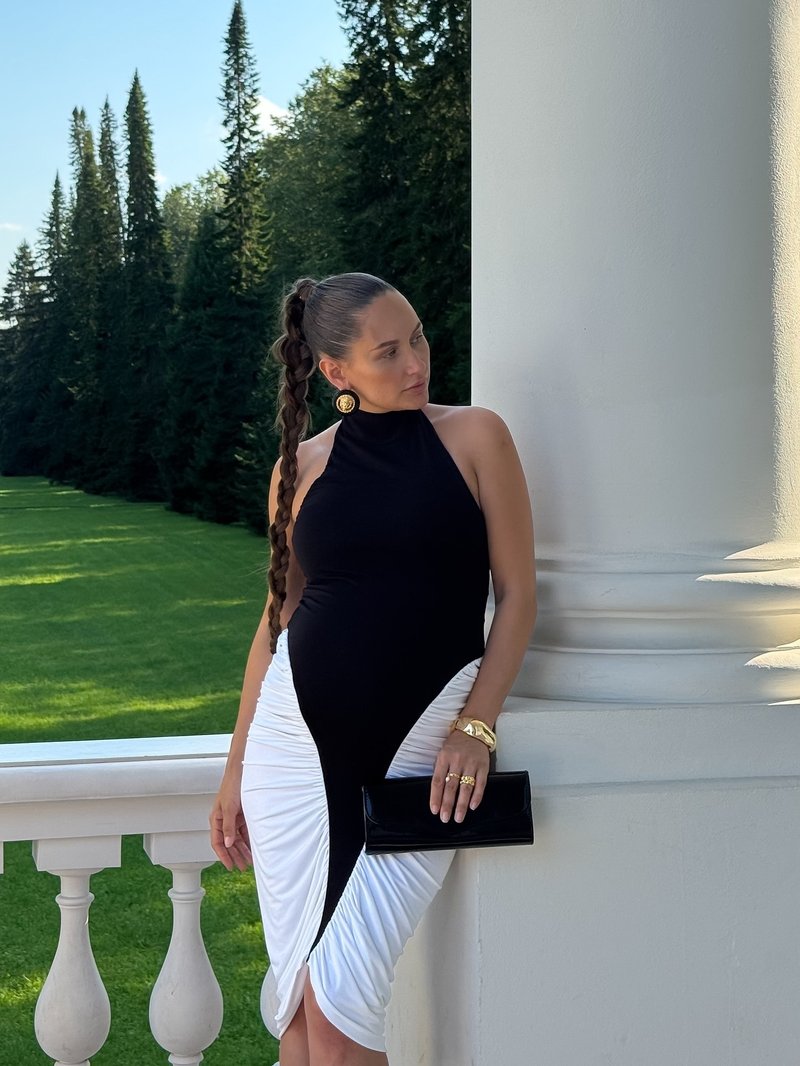 Halter Neck Asymmetric Midi Dress H6880