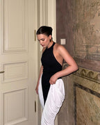Halter Neck Asymmetric Midi Dress H6880