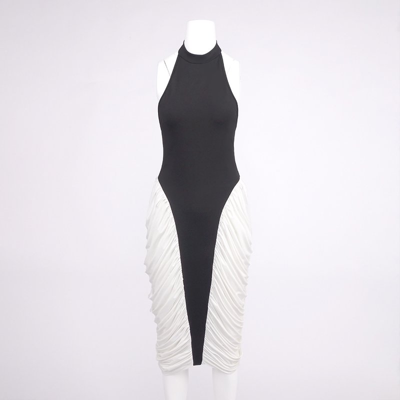 Halter Neck Asymmetric Midi Dress H6880