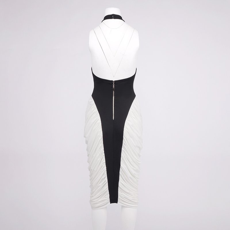 Halter Neck Asymmetric Midi Dress H6880