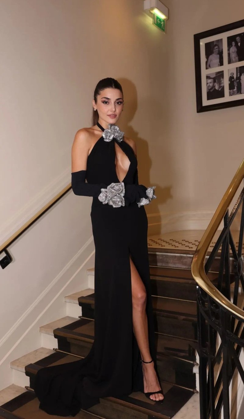 Halter Neck Black Mermaid Gown H6192