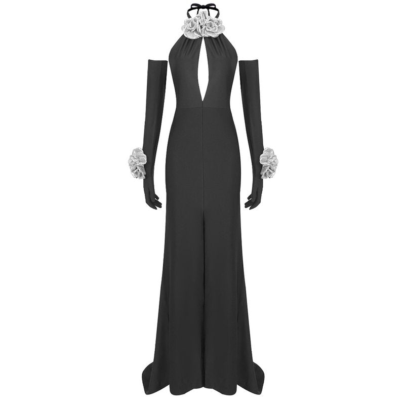 Halter Neck Black Mermaid Gown H6192