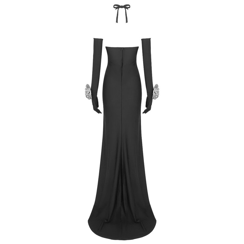 Halter Neck Black Mermaid Gown H6192