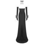 Halter Neck Black Mermaid Gown H6192