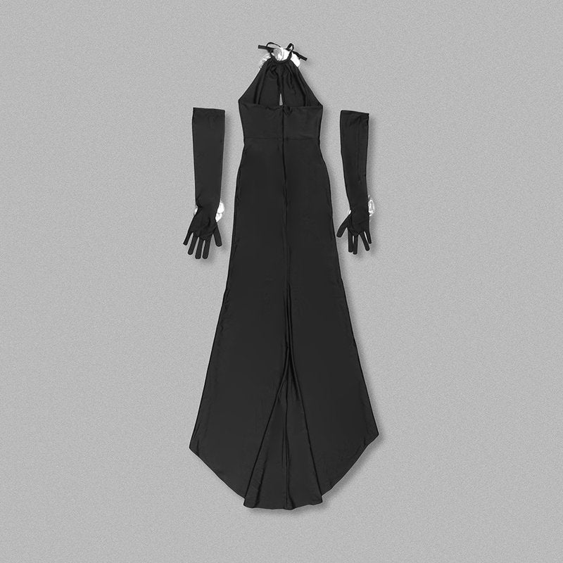 Halter Neck Black Mermaid Gown H6192