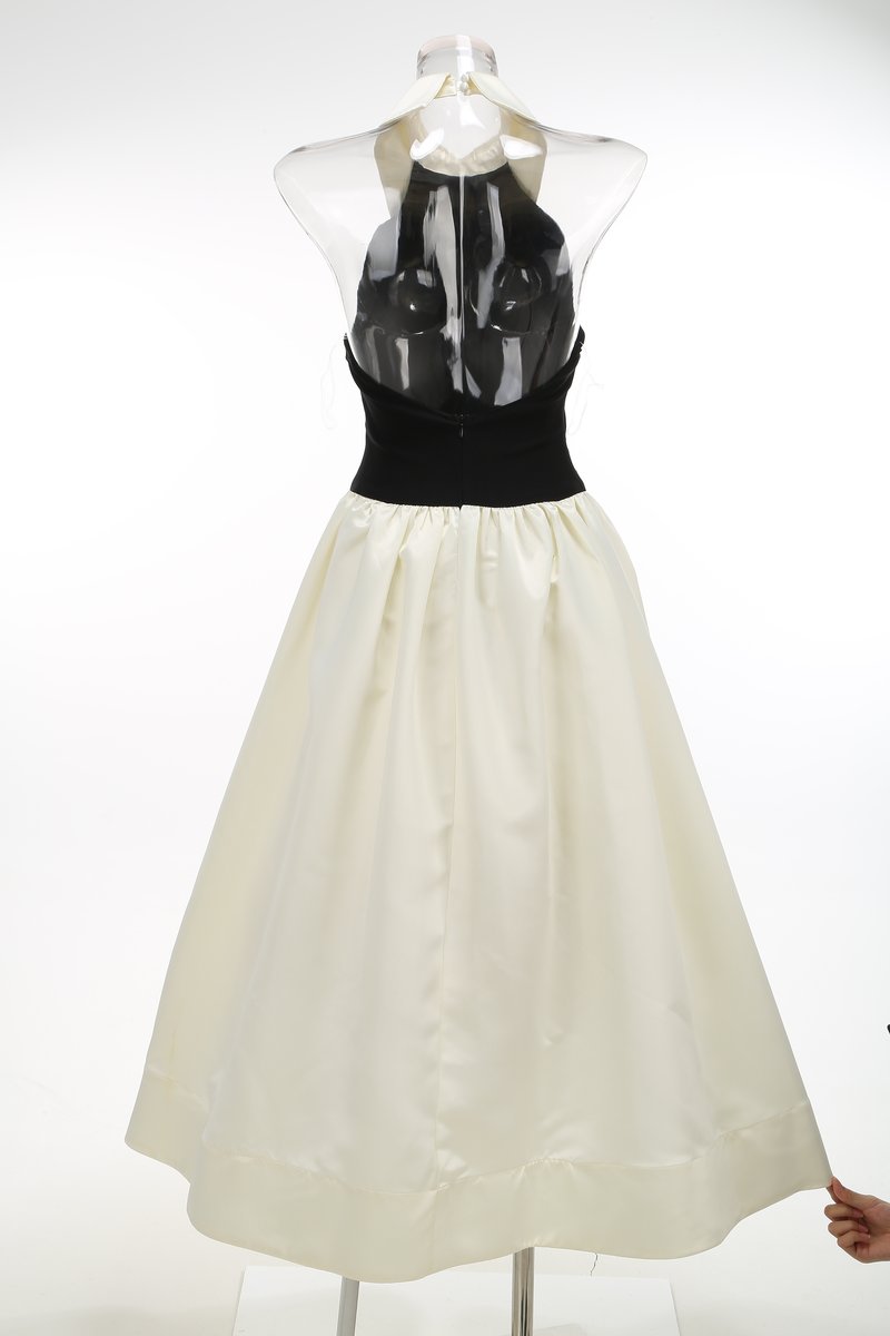 Halter Neck Contrast Maxi Dress H6827