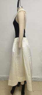 Halter Neck Contrast Maxi Dress H6827
