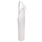 Halter Neck Draped White Maxi Dress H6426