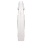 Halter Neck Draped White Maxi Dress H6426