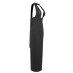 Halter Neck Draped White Maxi Dress H6426
