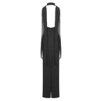 Halter Neck Draped White Maxi Dress H6426