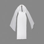 Halter Neck Draped White Maxi Dress H6426