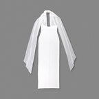 Halter Neck Draped White Maxi Dress H6426