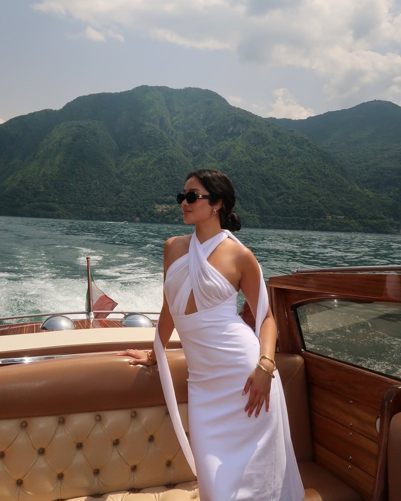 Halter Neck Draped White Maxi Dress H6426