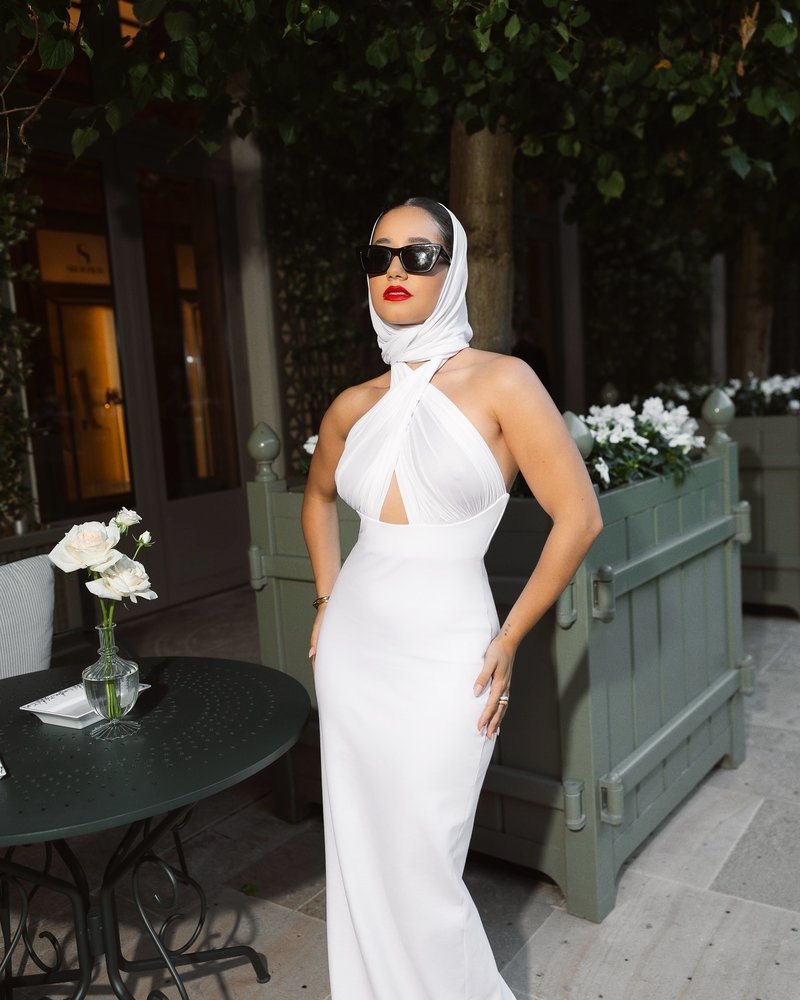 Halter Neck Draped White Maxi Dress H6426