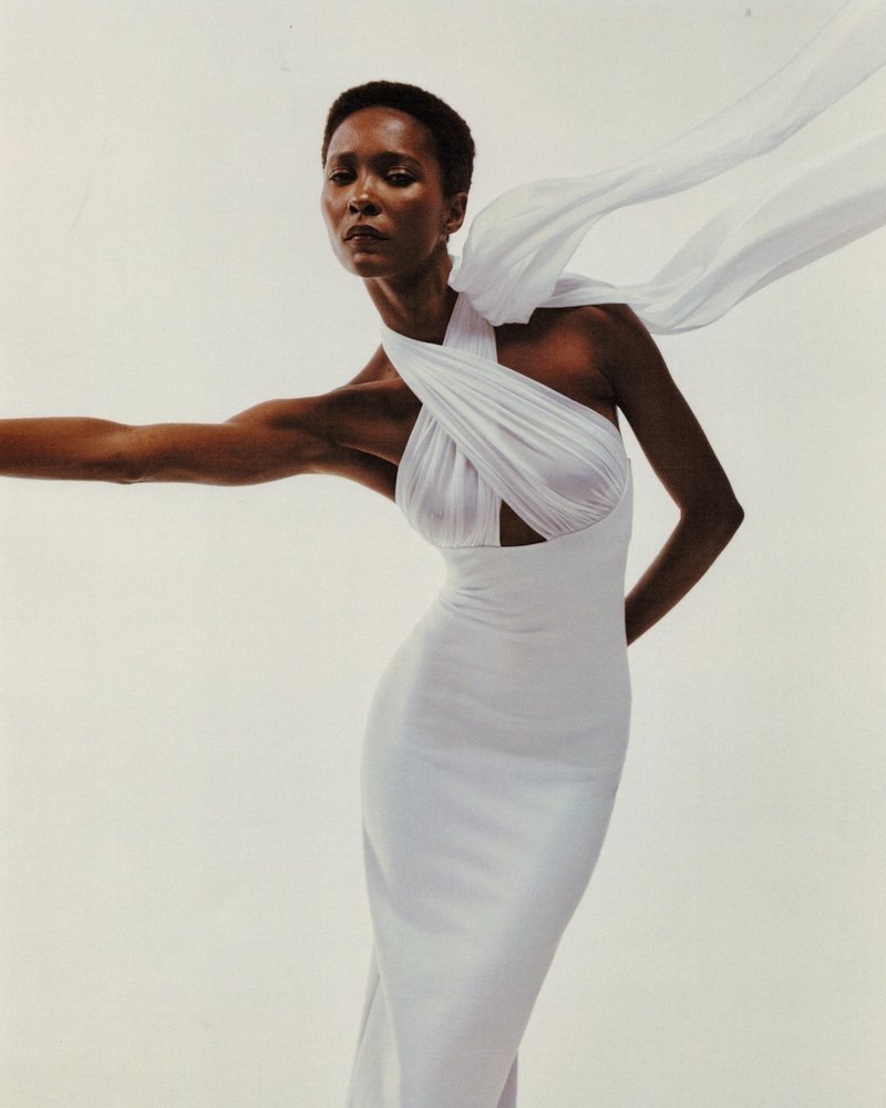 Halter Neck Draped White Maxi Dress H6426
