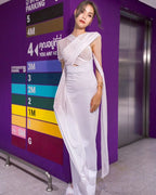 Halter Neck Draped White Maxi Dress H6426