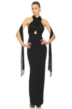Halter Neck Draped White Maxi Dress H6426