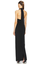 Halter Neck Draped White Maxi Dress H6426