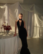 Halter Neck Draped White Maxi Dress H6426