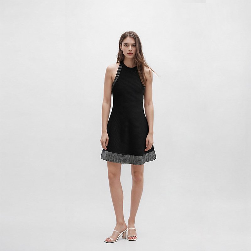 Halter Neck Ribbed Mini Dress H6696