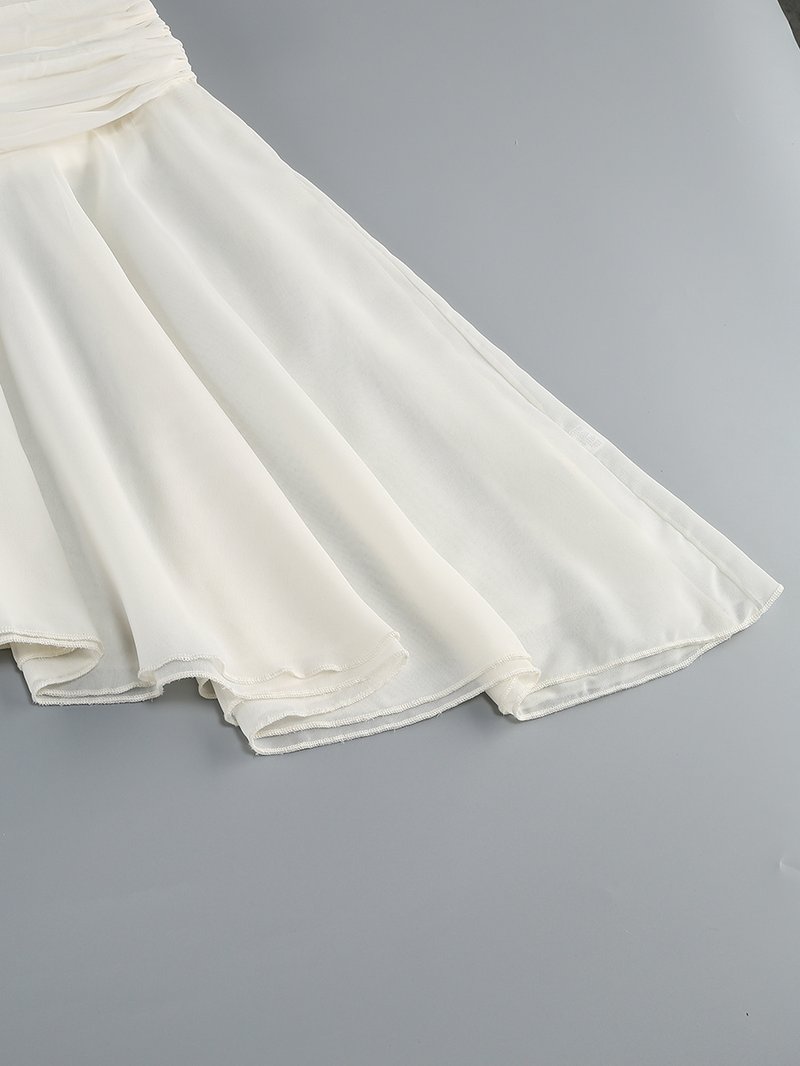 Halter Neck Ruched Asymmetric Skirt Set H7151