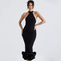 Halter Neck Ruffle Hem Mermaid Dress H6158