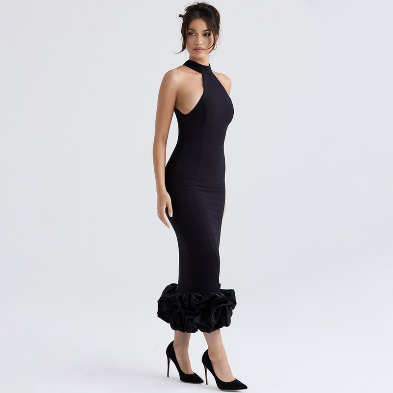 Halter Neck Ruffle Hem Mermaid Dress H6158