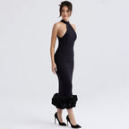 Halter Neck Ruffle Hem Mermaid Dress H6158