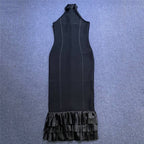 Halter Neck Ruffle Hem Mermaid Dress H6158