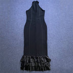 Halter Neck Ruffle Hem Mermaid Dress H6158