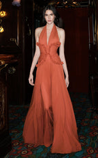 Halter Ruffle Detail Maxi Dress H6874