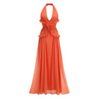 Halter Ruffle Detail Maxi Dress H6874