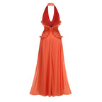Halter Ruffle Detail Maxi Dress H6874