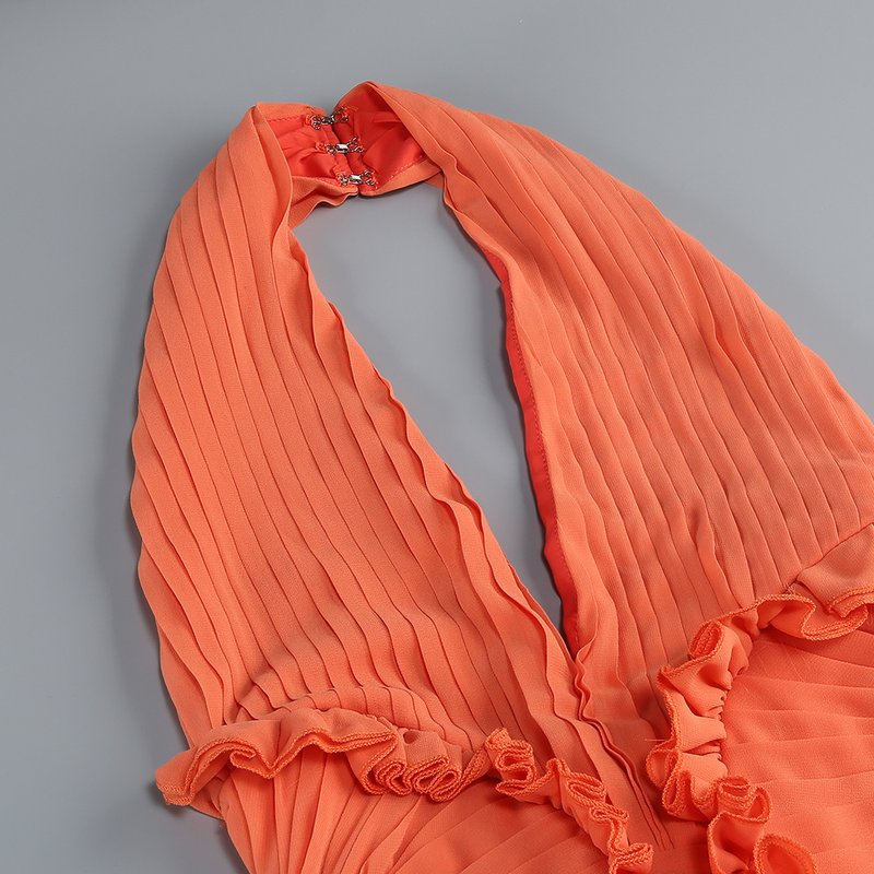 Halter Ruffle Detail Maxi Dress H6874