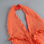 Halter Ruffle Detail Maxi Dress H6874