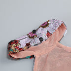 Halter Sleeveless Floral Sequin Embroidery Cocktail Mini Dress D26010
