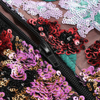 Halter Sleeveless Floral Sequin Embroidery Cocktail Mini Dress D26010