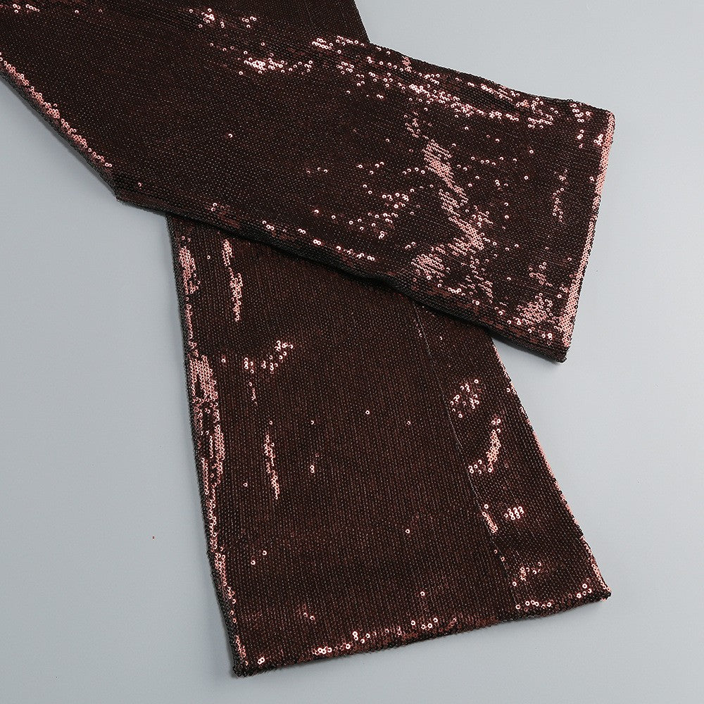 Halter Sleeveless Sequin Twist Detail Party Jumpsuit D26016