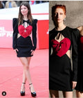 Heart Cutout Black Mini Dress H6337