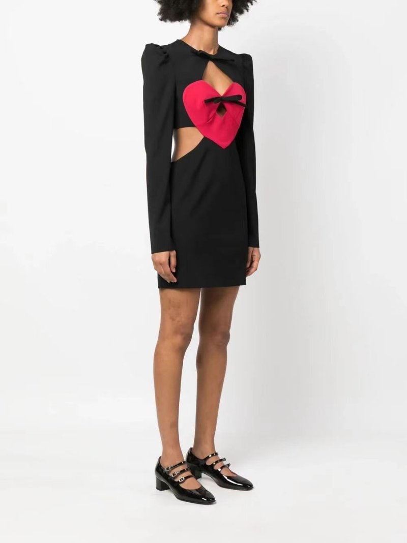 Heart Cutout Black Mini Dress H6337