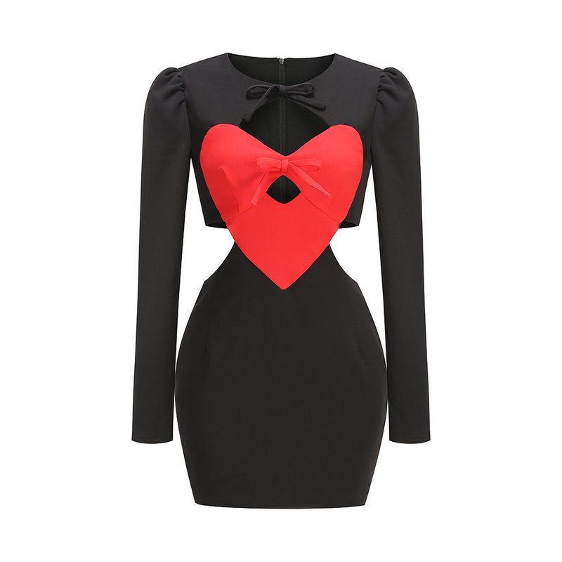 Heart Cutout Black Mini Dress H6337